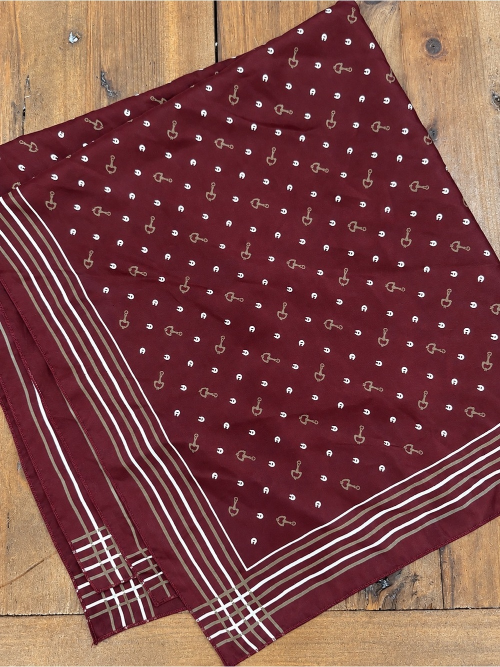 Etienne AIGNER Equestrian 100% Silk Logo Scarf 26”
